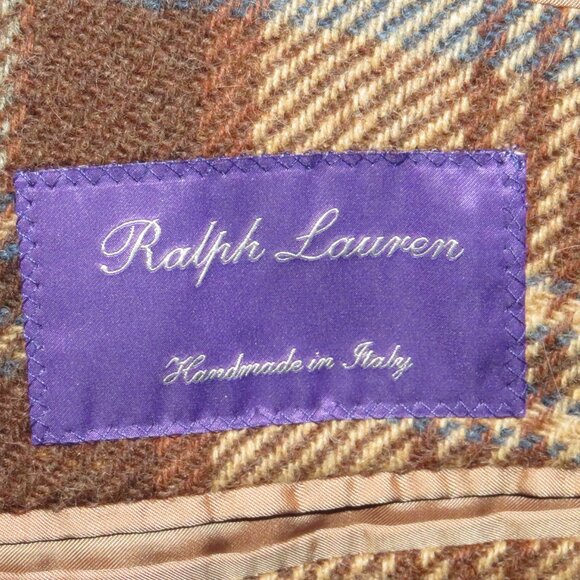 Ralph Lauren Purple Label Handmade Kent Bellows Brown Plaid 44R NWT $4995 - Picture 15 of 15